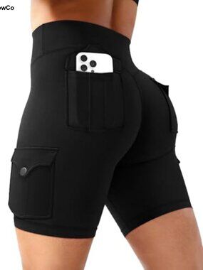 High-Waisted Cargo Biker Shorts with Pockets for Women Athletic